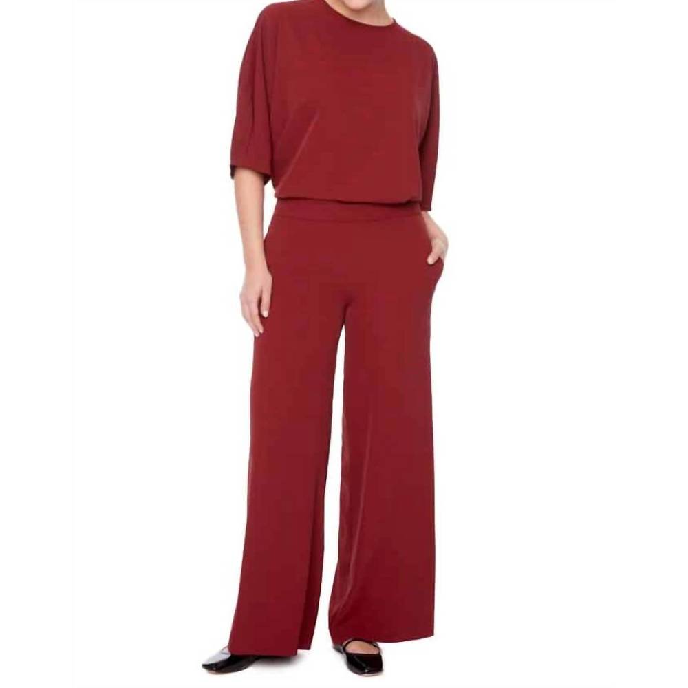 NEW UP! solid vegan silk wide leg pant in shiraz